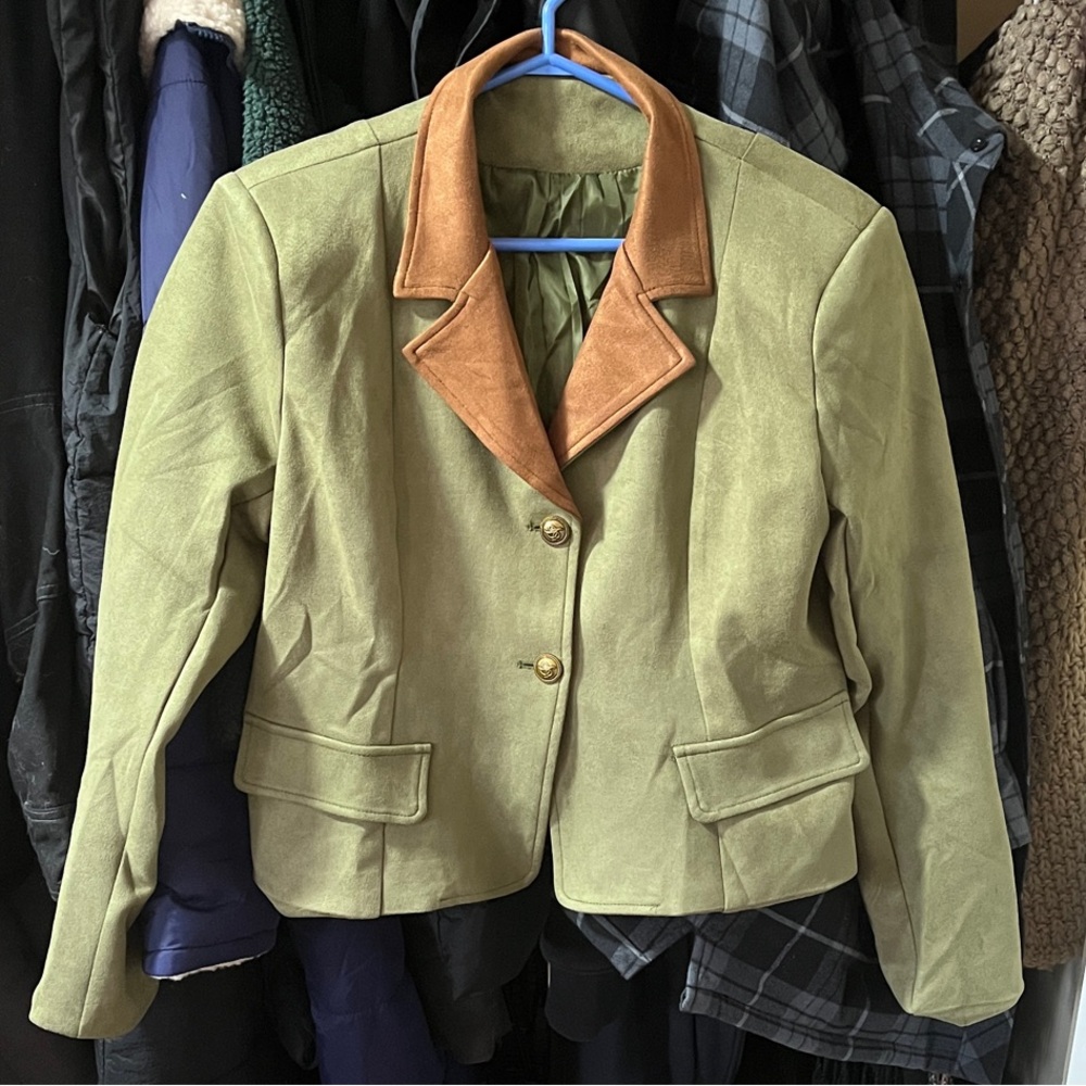 Chic Olive and Tan Women's Blazer
